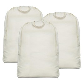 3 Pcs Breathable Canvas Laundry Drawstring Bags with Carrying Handles, Laundry Hamper Liner Bags, Big Size, Cotton Hamper Replacement Liner, Laundry Basket Liner