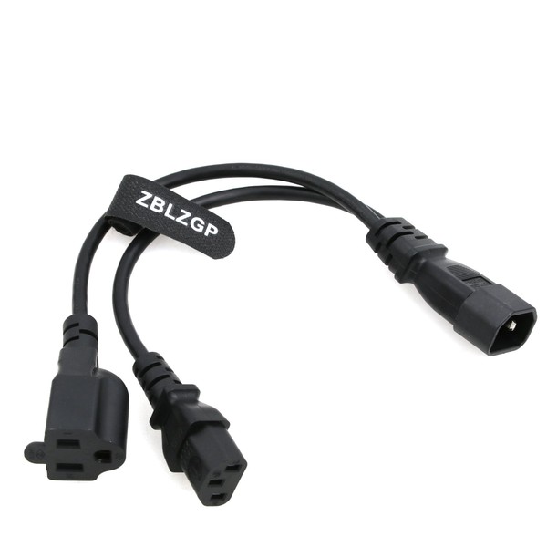 ZBLZGP IEC320 C14 to C13 and NEMA 5-15R Y Splitter