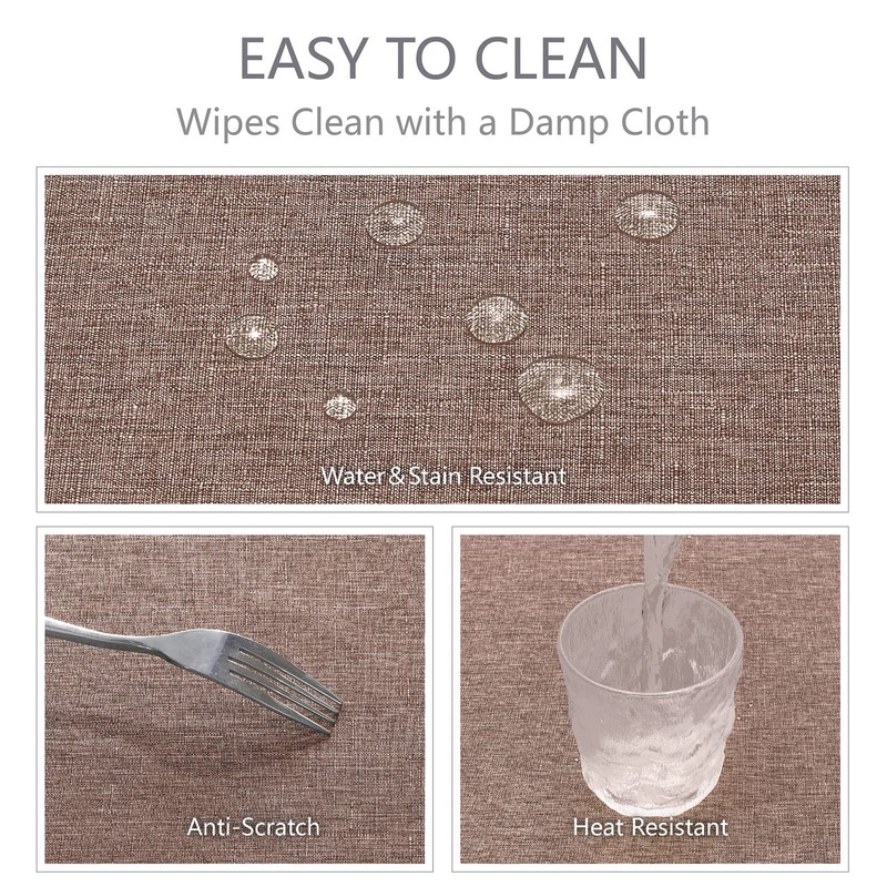 Veblandy Rectangle Tablecloth Linen Textured Waterproof & Stain Resistant Table