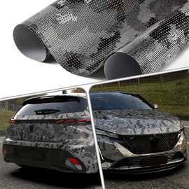 AuMoHall Gray Python Pattern Camouflage Car Vinyl Wrap Simulated Forged Carbon Fiber Glossy Finish Car Body Film for Vehicle Interior Exterior Decoration, 59.84" x 11.81"
