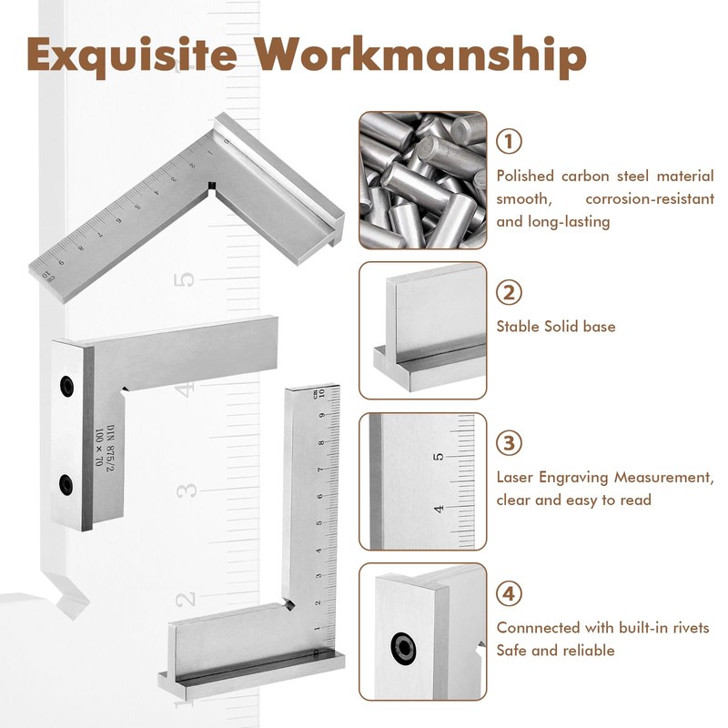 Fentar Engineer's Square, Precise 90° Try Square Made of Solid