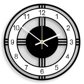 ALEENFOON Wanduhr Ohne Tickgeräusche Modern küchenuhr Runde Acryl Wanduhren für Wohnzimmer Schlafzimmer Büro Küche Badezimmer 30 cm (Schwarz-Weiß)