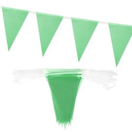 sourcing map 50 Feet Green Pennant Banner Flags String Triangle Hanging Triangle Bunting Flags for Festive, Wedding, Birthday Party Ornaments 2 Pcs