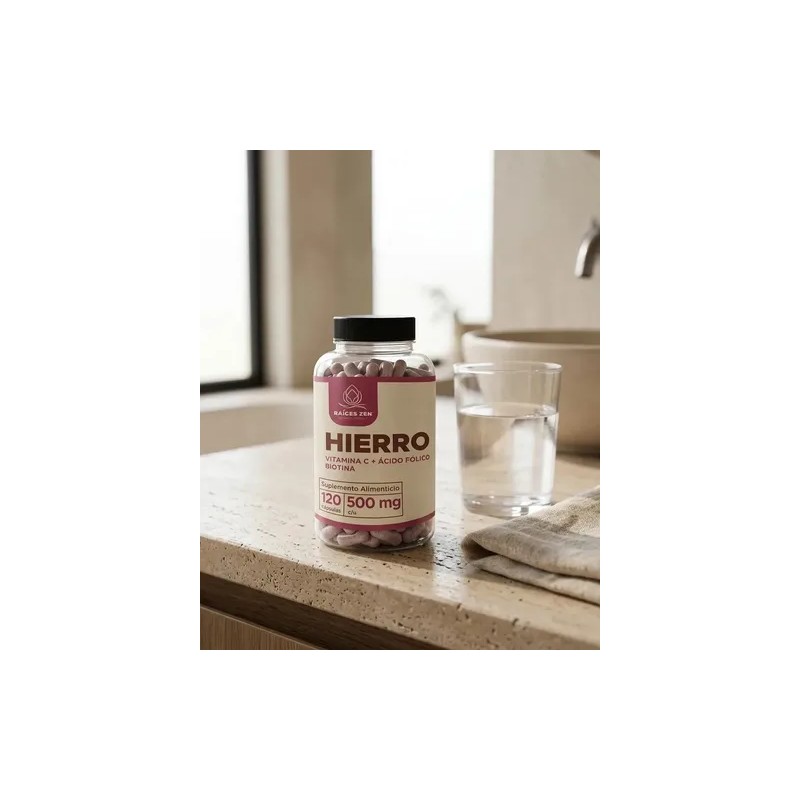Hierro Vitamina Ácido Fólico Biotina Raíces Zen 120 Caps Sabor