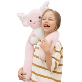 MaoGoLan Microwavable & Weighted Axolotl Stuffed Animal,3.8 lbs Long Arms Salamander Huggable Weighted Plush Toys, Warm and Comfort Heated Axolotl Plushie for Adults,Kids