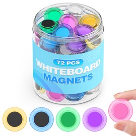 WUDIME 72 Pcs Round Whiteboard Magnets, Refrigerator Magnets, Dry Board Fridge Magnet, Magnets Fridge Decorative, Small Magnets Teacher Supplies for School, Home, Office (Multi Color, 1.18in)