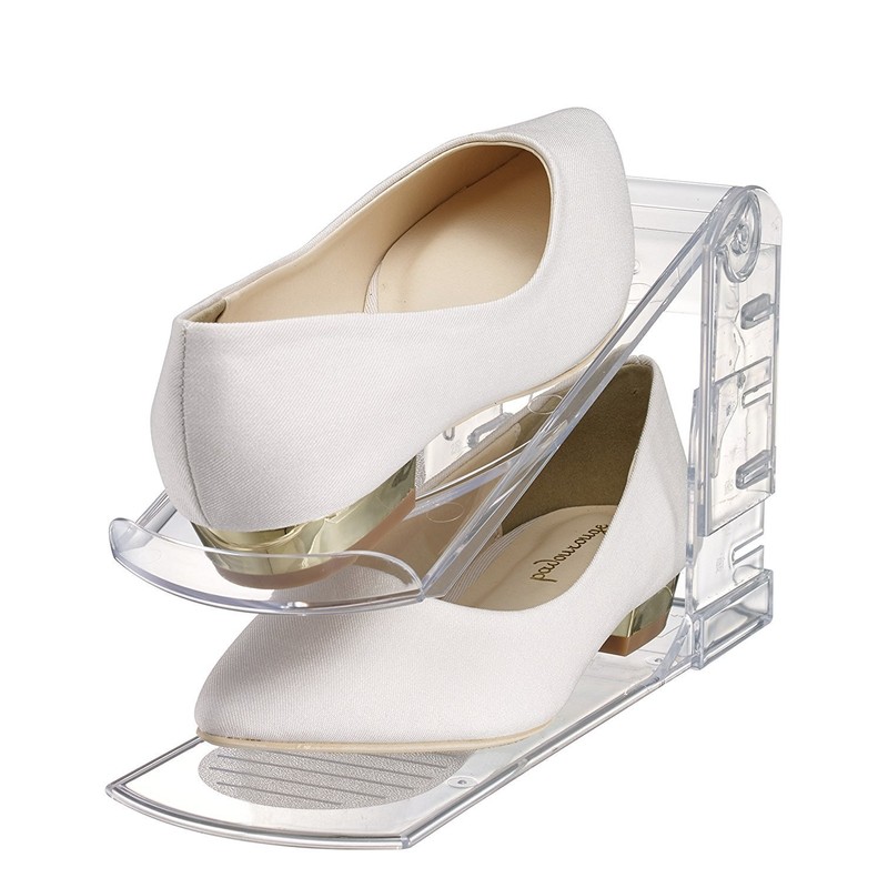 Seige Wicker Shoe Storage Half 3 Levels Adjustable with Clear I – 558 