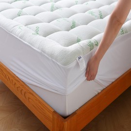Mattress Topper Full Viscose Derived from Bamboo Cooling Thick Pillow Top Mattress Fits 8-20 Inches Deep Mattresses Pad for Back Pain Extra Plush Extra Deep