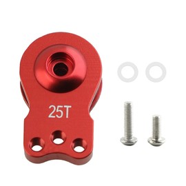 Servo Saver, Aluminum 25t Adjustable Servo Saver, 3 Holes Adjustable Hi TorqueServo Horn, for 1/8 1/10 Remote Control Car Boat Helicopter (Red)