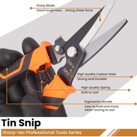 Zeguard 8 inch Aviation Tin Snip, Straight Shears with Safty Lock, Metal Cutting Scissors One-Hand Operation for Branches Cables Wires Thin Iron Cardboard