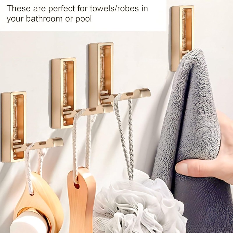 5 PCS Foldable Gold Wall Hooks,Modern Minimalist Clothes Hooks Invisible