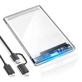 Carcasa De Disco Duro Caja Case Externo Portátil Usb 3.0 Caja 2.5 Pulgadas 5Gbps Caja de Disco Duro Externo USB C Caja de Disco Duro Externo Clear 3.0 para HDD SSD para Soporte de Unidades de 6 TB