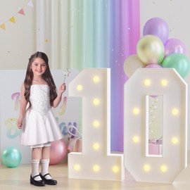 JoyMuse 3ft Marquee Numbers 10, Large Light Up Numbers 10, 10th Birthday Decorations for Girls and Boys, Yellow Light