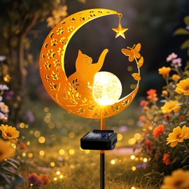 ZNYCYE Solar Lights Outdoor Decorative Moon Cat Butterfly Solar Stake Lights Gardening Gifts for Mom Grandma Friends, Hummingbird Garden Decor Waterproof for Walkway, Yard, Lawn, Patio (Warm White)