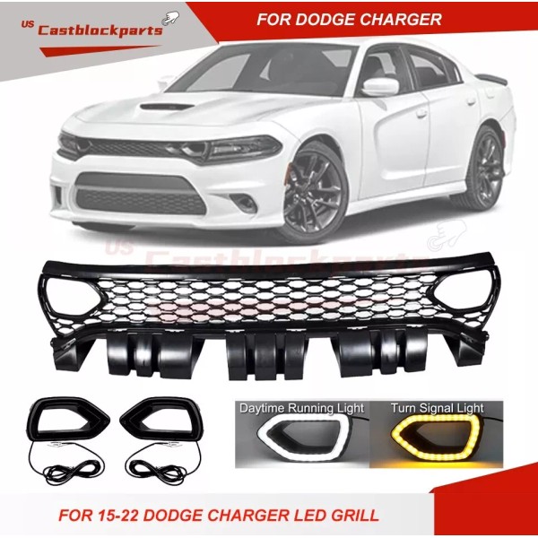 castblock For 2015-2021 Dodge Charger SRT Grille Bumper Assembly Set