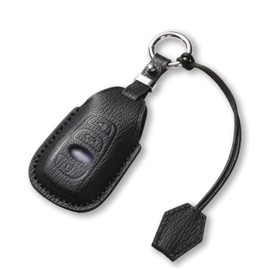Jayanes Genuine Leather Key Fob Cover Compatible with Subaru Ascent BRZ Crosstrek Forester Impreza Legacy Outback WRX STI, Fob Case with Keychain & Lanyard for Subaru Key Fob (4 Buttons, Black)