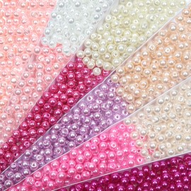 TOAOB 1000pcs 4mm Pearl Beads Multi Colors Glass Pearl Beads Round Tiny Craft Beads Loose Pearls for Jewelry Making DIY Craft Necklaces Bracelets and Vase Filler