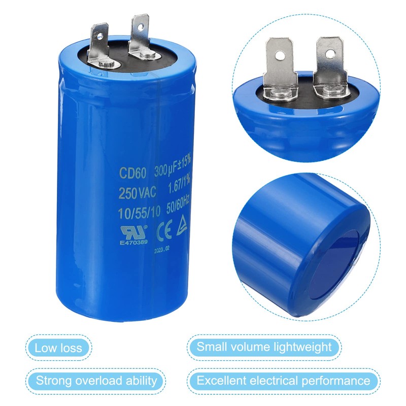 PATIKIL CD60 Run Capacitor, 300uF/MFD 250VAC 15% Tolerance 50/60Hz Motor
