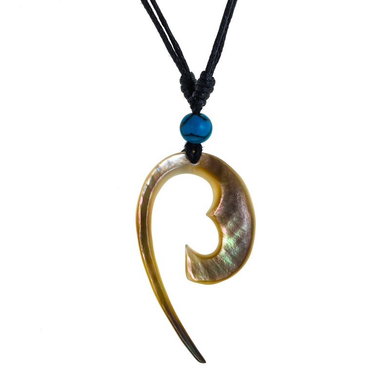 CHICNET Necklace Mother of Pearl Adjustable Cotton Shell Handmade Turquoise