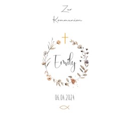 Kerzenfolie, Kerzentattoo Blumenkranz - TAUFE, KOMMUNION, KONFIRMATION, HOCHZEIT -Transferfolie, Kerzen-Tattoofolie, Kerzenfolie, Wasserschiebefolie für Taufkerzen und Kommunionkerzen