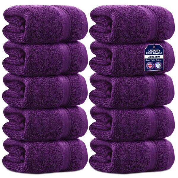 Towelogy Zero Twist Face Cloths 33x33cm - 100% Egyptian Cotton