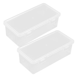 IWOWHERO 2pcs Plastic Storage Box with Lid Versatile Organization and Storage Box for Desk Dresser Classroom Fashionable Container for Cosmetics Accessories