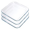 FOYO Toast Plates, Clear Square Tempered Glass Salad Dessert Plates