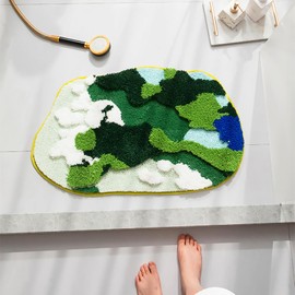 LEVINIS Green Moss Bath Mats, Cute Funny Bathroom Décor Indoor Doormat Soft Non Slip Washable Bathroom Rugs for Shower, Tub, Bedroom 31"×20"