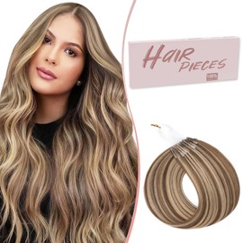 SEGO U Tip Hair Extensions Human Hair, Keratin Bonded & Loop Hair Extensions, K Tip Hot Fusion for Silky Straight Highlights, 1g per Strand, 50 Strands/50g, 14" Medium Brown Mix Dark Blonde