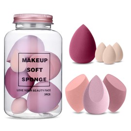 Esponja de Maquillaje Beauty Blenders, Esponja Facial Maquillaje para Bases (Rosa 7 Pz)