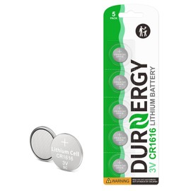 DURNERGY CR1616 3V Lithium Battery 5 Pack, Key Fob Battery CR1616 Lithium Coin Cell, CR1616 Watch Battery