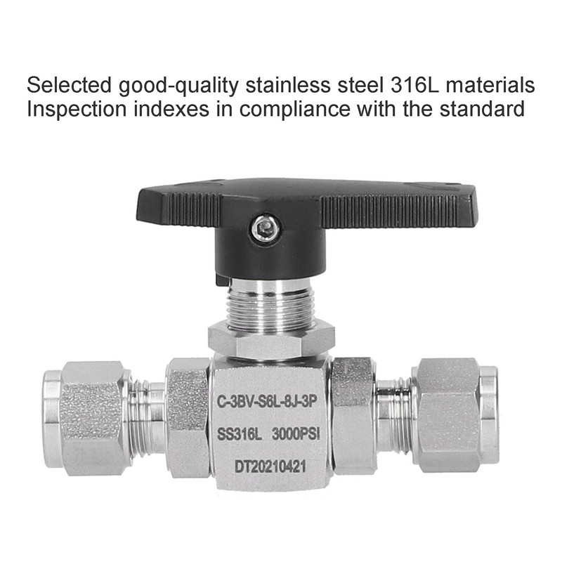 Ball Valve Stainless Steel 3Piece Type StraightThrough Ferrule Equipment SS316L