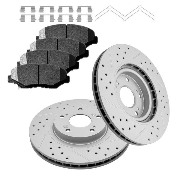 Fraxle Front Drilled & Slotted Disc Brake Rotors and Ceramic