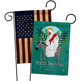 Rejoice Palm Sunday Garden Flag - Pack Religious Faith Hope Grace Peace Dove Christian Religion Easter USA Vintage Applique - House Decoration Banner Small Yard Gift Double-Sided Made In 13 X 18.5