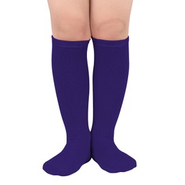 Toddler Baseball Soccer Socks Kids Athletic Tube Girls Boys Softball Youth Knee High Socks 1 Pack Solid Purple 1-3T