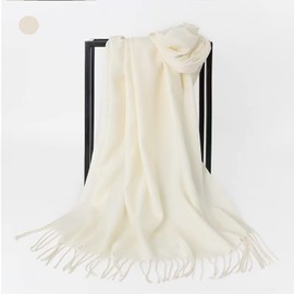 Nirrn Autumn Winter Solid Color Shawl Scarf (1 Pack) Outdoor Shawl Evening Dress Bridesmaid Wedding Bride Winter Warm Long Long Scarf, Suitable For Men & Women (White)