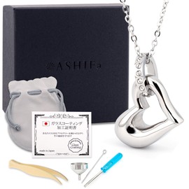 ASHIFA Ashes Pendant, Heart Keepsake Set, Metal Allergies, Safe, 3 Colors, Made in Japan, Urn Capsule, Urn Cremation Necklace, Urn Accessory, Stainless Steel, Memorial Pendant, Stainless Steel