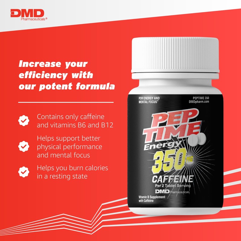 Tablets, Vitamin B6 and B12 Caffeine Pills, 350 mg Caffeine