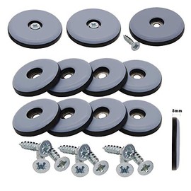 Goodway Pack of 16 Teflon Furniture Glides Diameter 38 mm (Round) - 5 mm Thick Including Screw 3.5 mm x 20 mm | PTFE Coating | Teflon Glides | Furniture Glides | Chair Glides