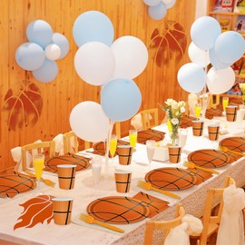 Basketball Party Supplies - 121Pcs Basketball Sports Theme Birthday Party Supplies Tableware Set,Include Basketball Plates and Napkins,Cups,Tablecloth, for Basketball Birthday Decorations Serve 24