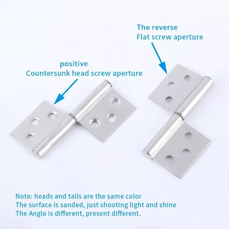 2PCS 4 Inch Stainless Steel Flag Hinge Folding Hinges Left