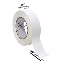 USA Made Lab Labeling Tape White Pack, 500" Length x 3/4" Width, 1 Inch Core [4 White Rolls]