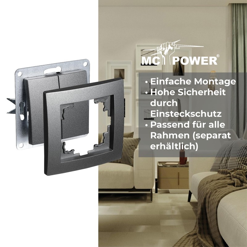 McPower Flair Series Switch, 2-Way, 250 V~/10 A, Flush-Mounted Light