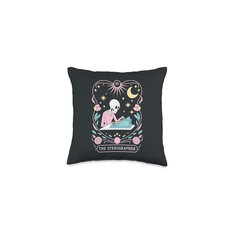 Stenographer Tarot Card Steno Machine Stenography Throw Pillow