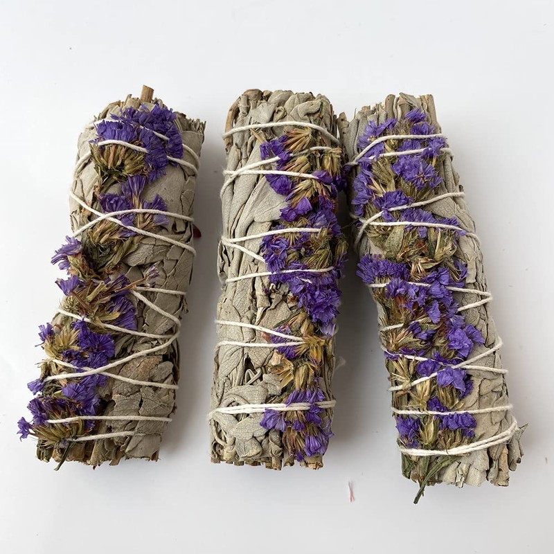 Wholesale Purple Sinuata and White Sage Smudge Sticks, 4", 50