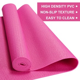 16 Pack 3 mm Thick Yoga Mat Bulk, Exercise Workout Non Slip Fitness Pad for Women Gym Home Yoga Pilates, Reliable Sturdy Material and Easy to Clean (Rose Red)
