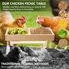 Double Chicken Picnic Table, Large Capacity Wooden Chicken Feeder No