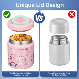 Insulated Thermo Food Jar for Kids - 12 Oz Capacity, Suitable for Hot & Cold Foods, Leak-Proof Vacuum Stainless Steel Design with Wide Mouth for Lunches, Soups and Travel