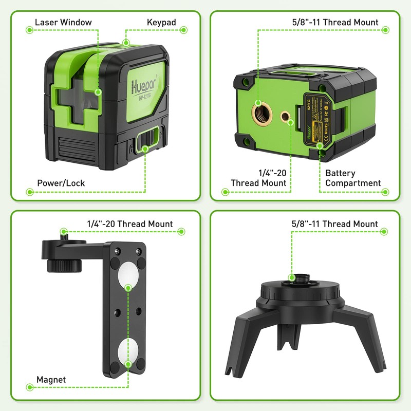 Laser Level with 2 Plumb Dots - Huepar Plumb Laser