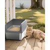 Powools Stainless Steel Cat Litter Box, Metal Kitty Litter Box